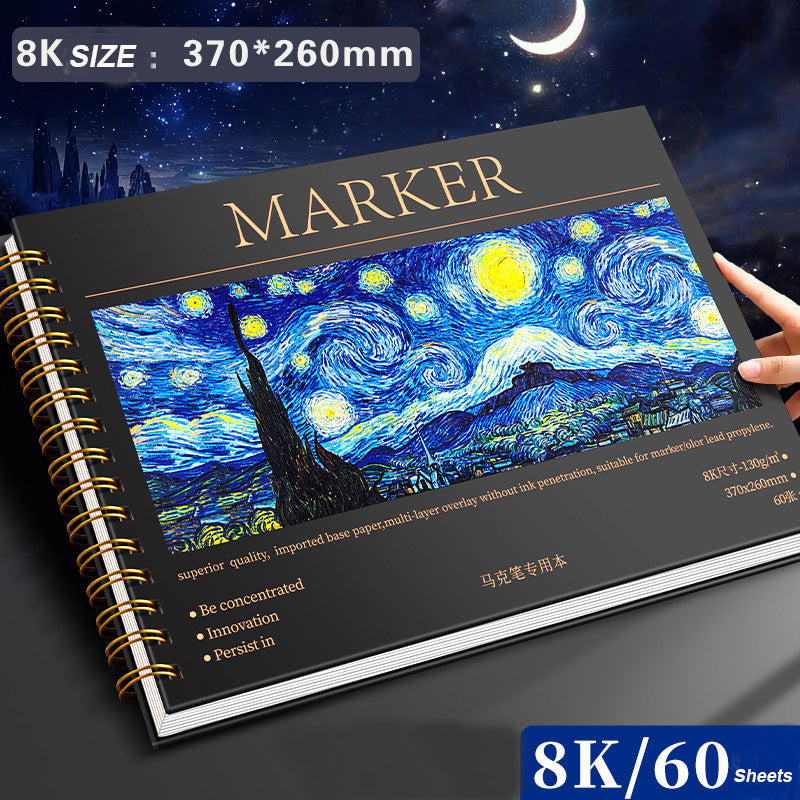 Marker Sketchbook – 130gsm Thick Paper Drawing Pad A4/8K/16K