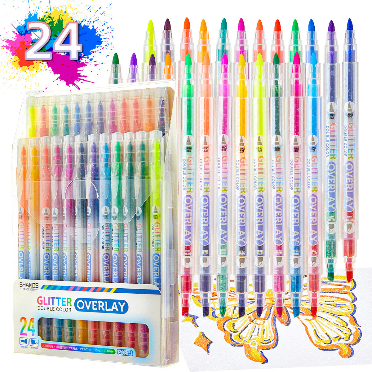 Glitter Overlay Highlighters Pens,Dual Tip Markers for Journal & Painting