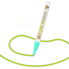 12 Colors Double Line Self-Outline Metallic Markers Pens (Gold Line)