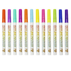 12 Colors Double Line Self-Outline Metallic Markers Pens (Gold Line)