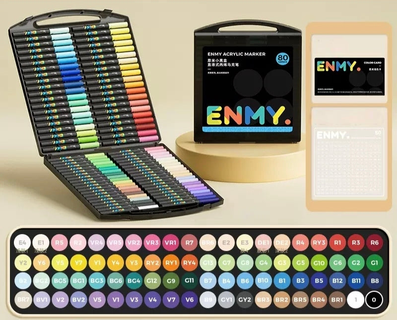 Direct Liquid Acrylic Markers Enmy Soft Head (24/36/48/60/80 colors)