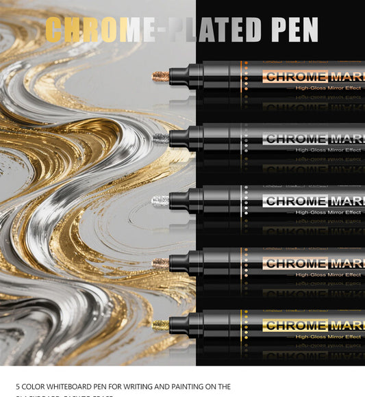 Chrome Mirror Effect Marker, 2.8mm Nib High Gloss Liquid Chromium for Model Figure Coloring & DIY Graffiti
