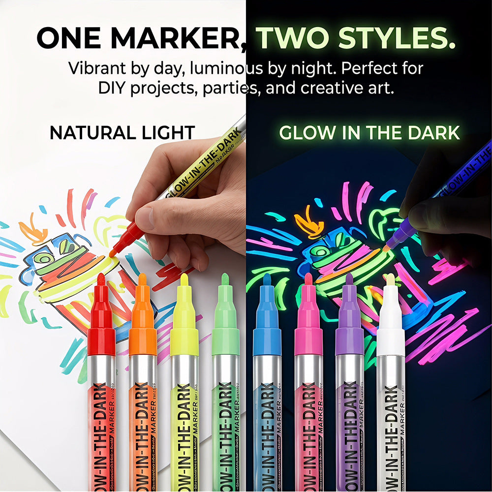 Glow in the Dark Markers, Luminous Graffiti Drawing Markers for DIY projects, Parties & Creative Art