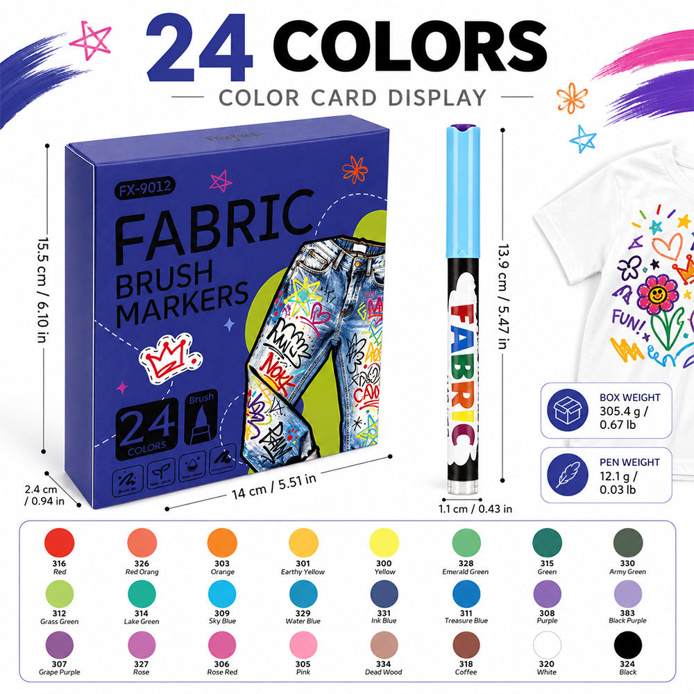 Fabric Brush Markers, Direct Liquid Acrylic Marker Set, Soft Tip