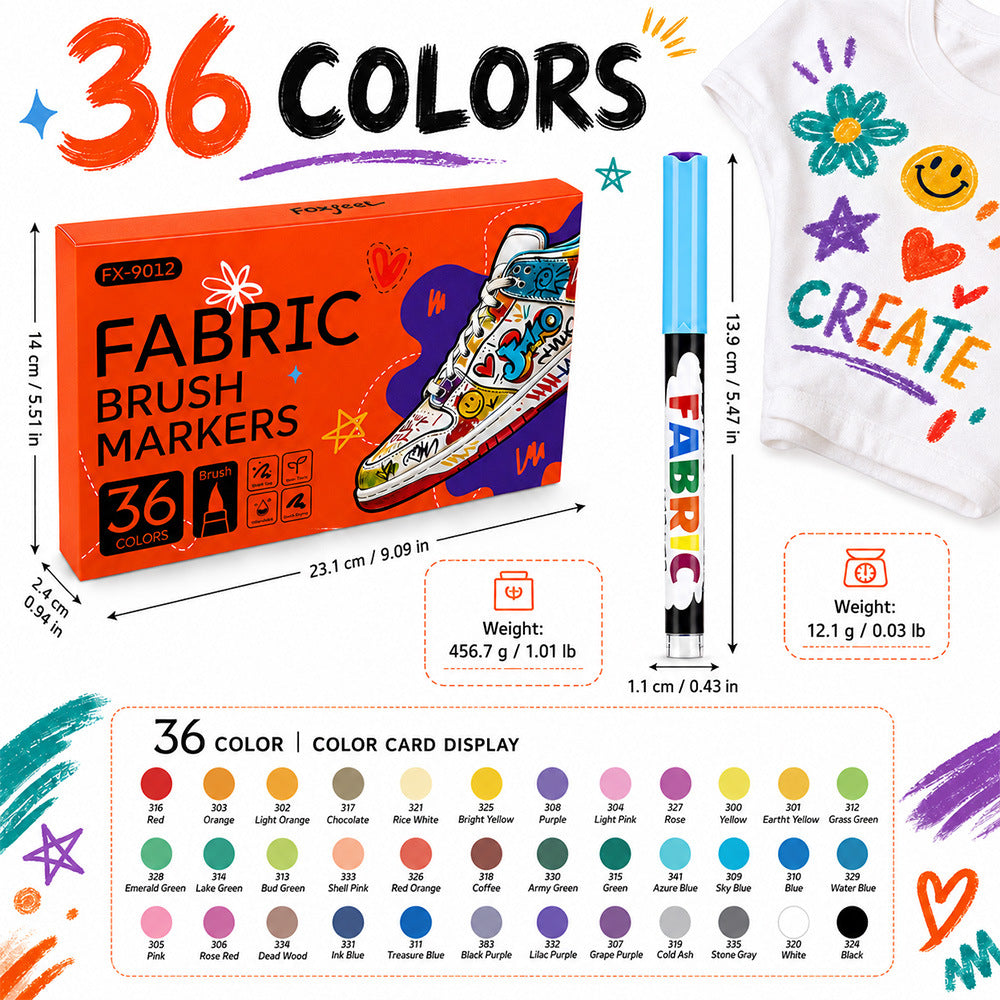 Fabric Brush Markers, Direct Liquid Acrylic Marker Set, Soft Tip