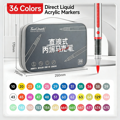 Acrylic Markers Direct Liquid Touch Mark Soft Head (36/48/60/80 colors) With Oxford Fabric Bag