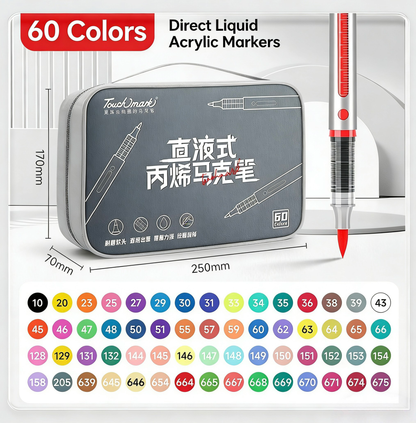 Acrylic Markers Direct Liquid Touch Mark Soft Head (36/48/60/80 colors) With Oxford Fabric Bag
