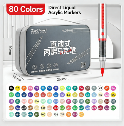Acrylic Markers Direct Liquid Touch Mark Soft Head (36/48/60/80 colors) With Oxford Fabric Bag