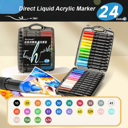Direct Liquid Acrylic Markers 12/24/36 Colors Soft Head Touch Mark