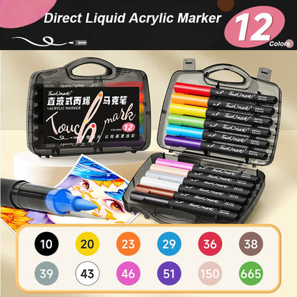 Direct Liquid Acrylic Markers 12/24/36 Colors Soft Head Touch Mark