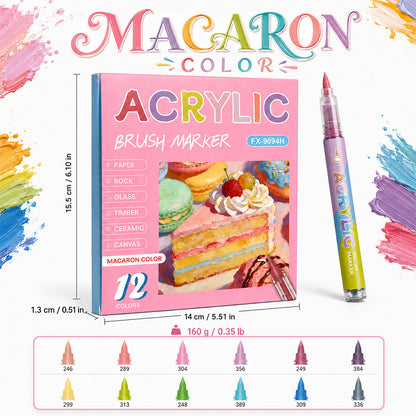Direct Liquid Acrylic Marker, 10 Themed Color Set, Brush Tip Paint Pens for Journal & Illustration