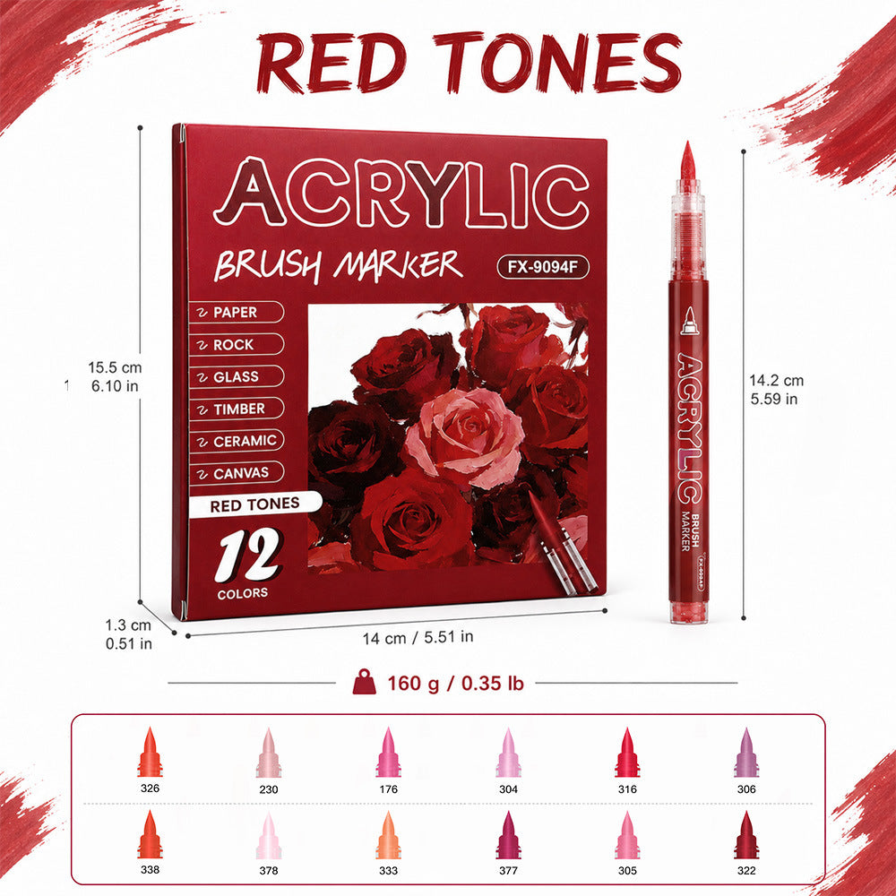 Direct Liquid Acrylic Marker, 10 Themed Color Set, Brush Tip Paint Pens for Journal & Illustration