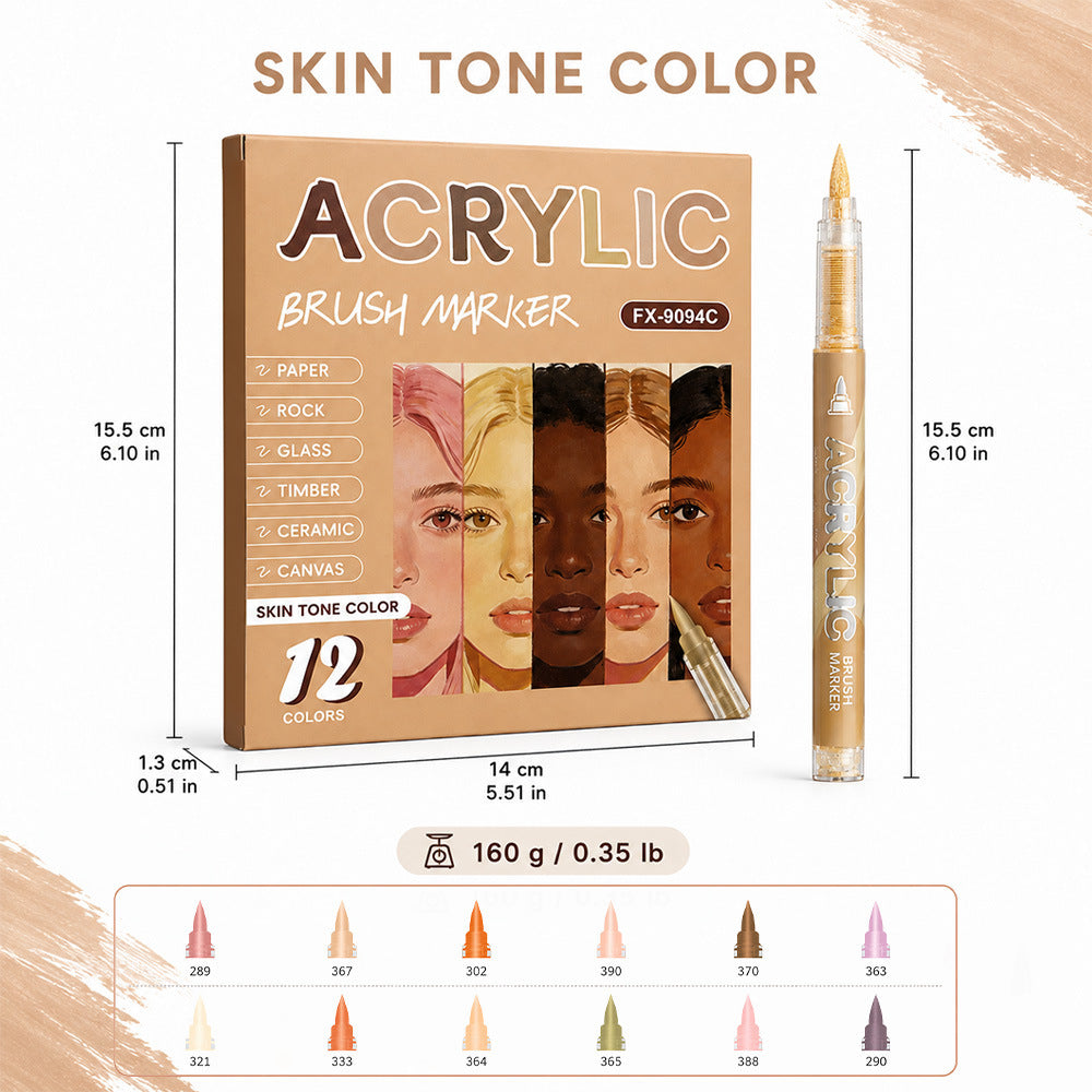 Direct Liquid Acrylic Marker, 10 Themed Color Set, Brush Tip Paint Pens for Journal & Illustration