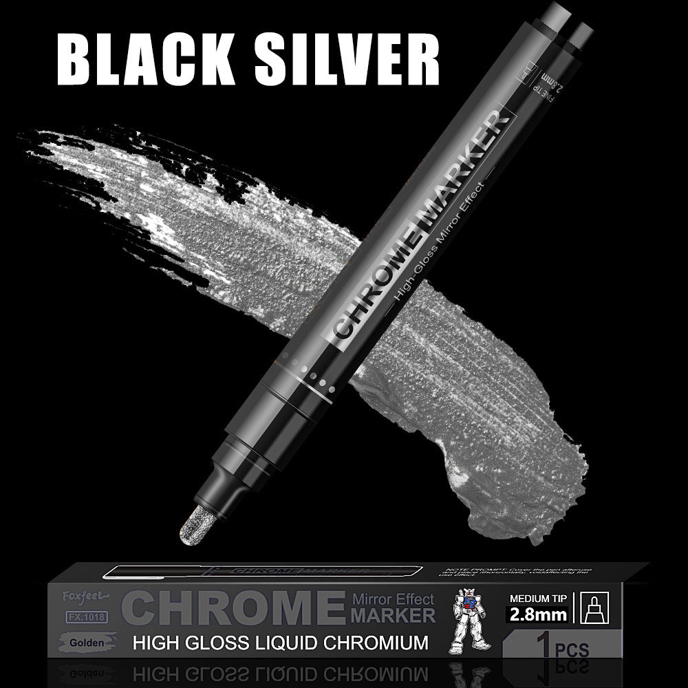 Chrome Mirror Effect Marker, 2.8mm Nib High Gloss Liquid Chromium for Model Figure Coloring & DIY Graffiti
