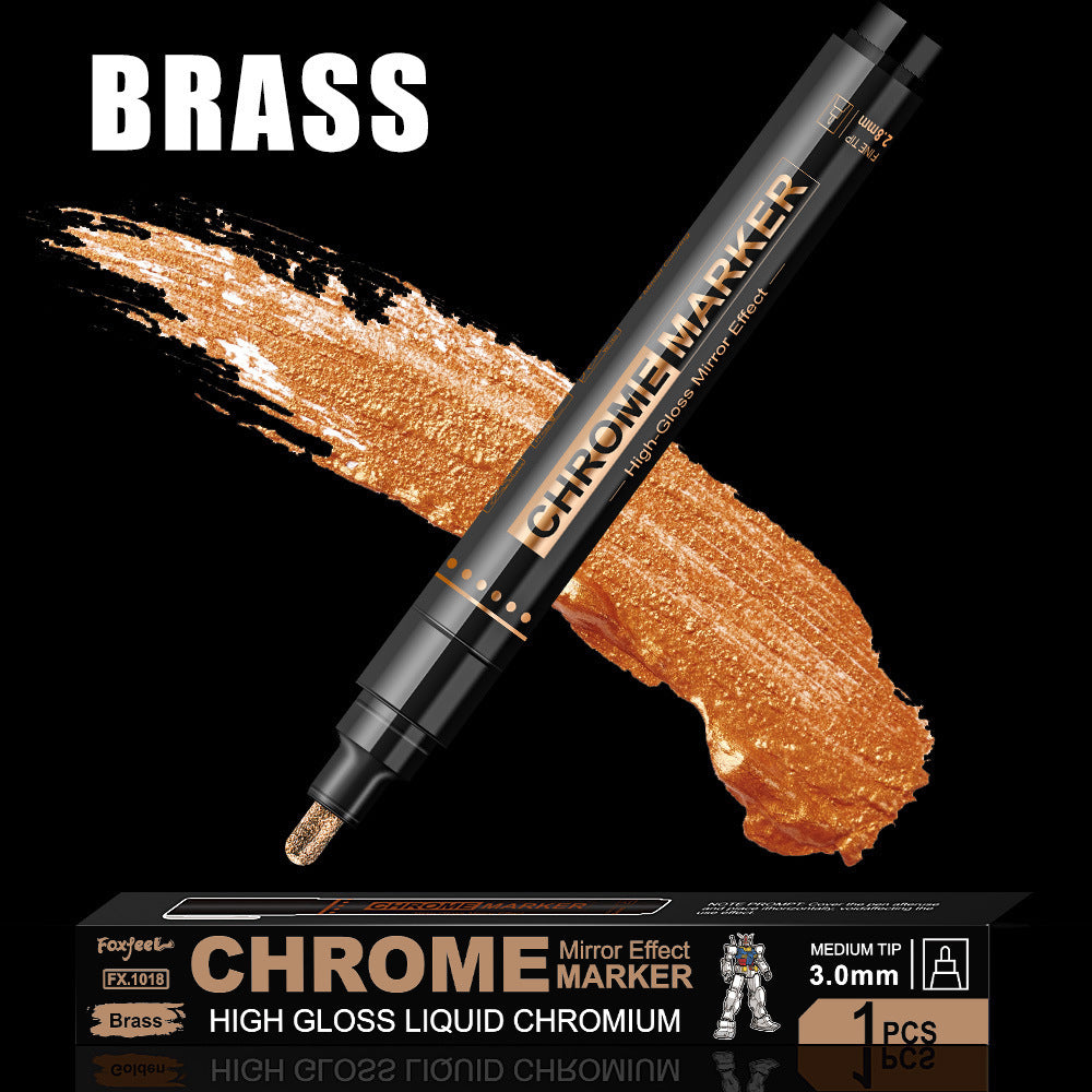 Chrome Mirror Effect Marker, 2.8mm Nib High Gloss Liquid Chromium for Model Figure Coloring & DIY Graffiti