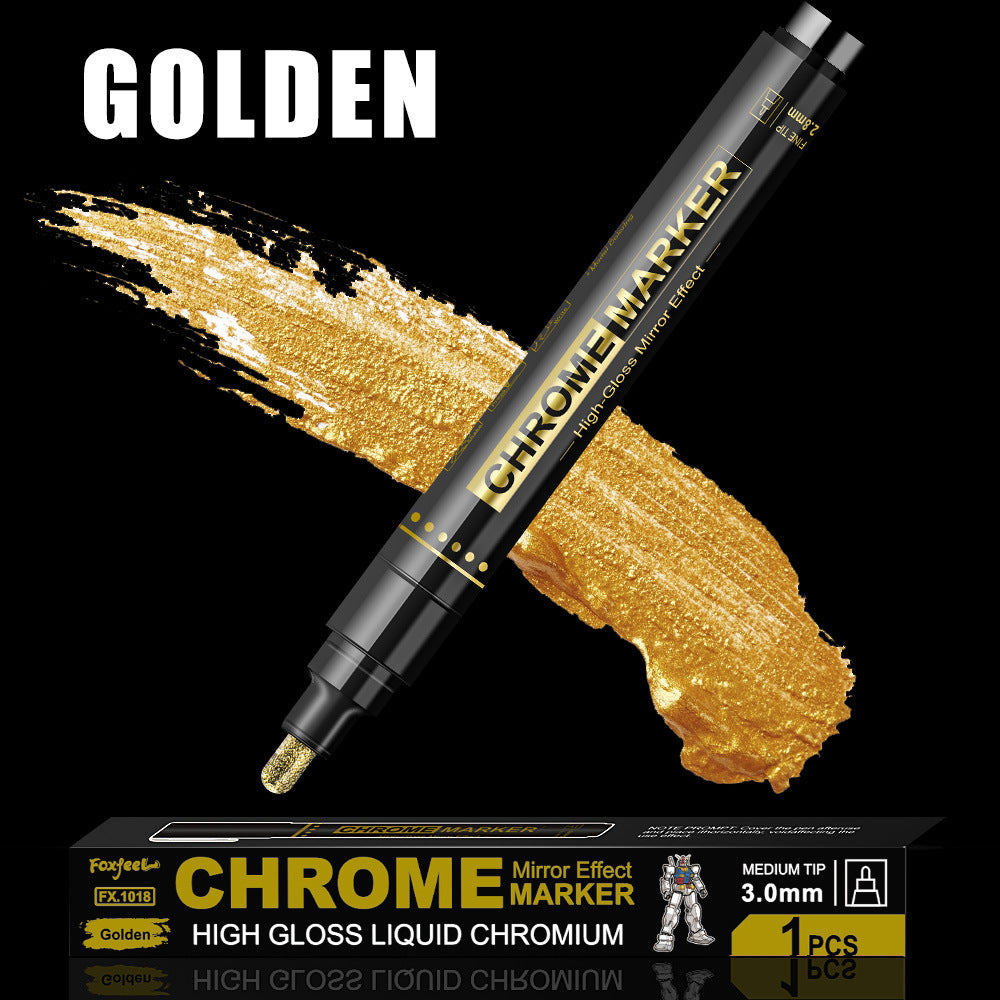 Chrome Mirror Effect Marker, 2.8mm Nib High Gloss Liquid Chromium for Model Figure Coloring & DIY Graffiti