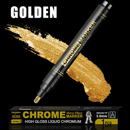 Chrome Mirror Effect Marker, 2.8mm Nib High Gloss Liquid Chromium for Model Figure Coloring & DIY Graffiti