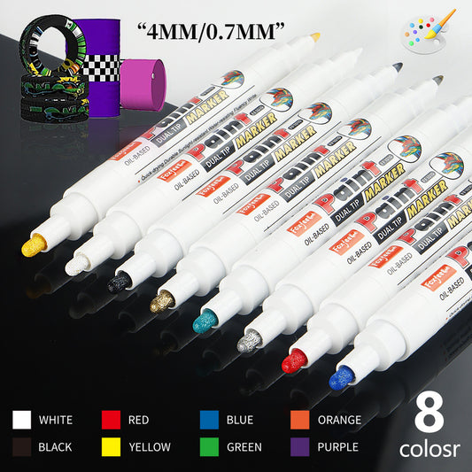 Dual Tip Paint Marker Pen, Touch Up Repair Pens for Car Tire, Furniture, Stone & Multi-Surface Marking