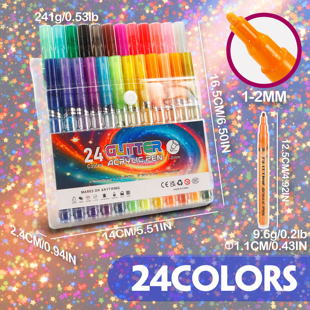 Diamond Sparkle Glitter Marker Set for Journaling, DIY Crafts & Drawing 1-2 mm Fine Tip