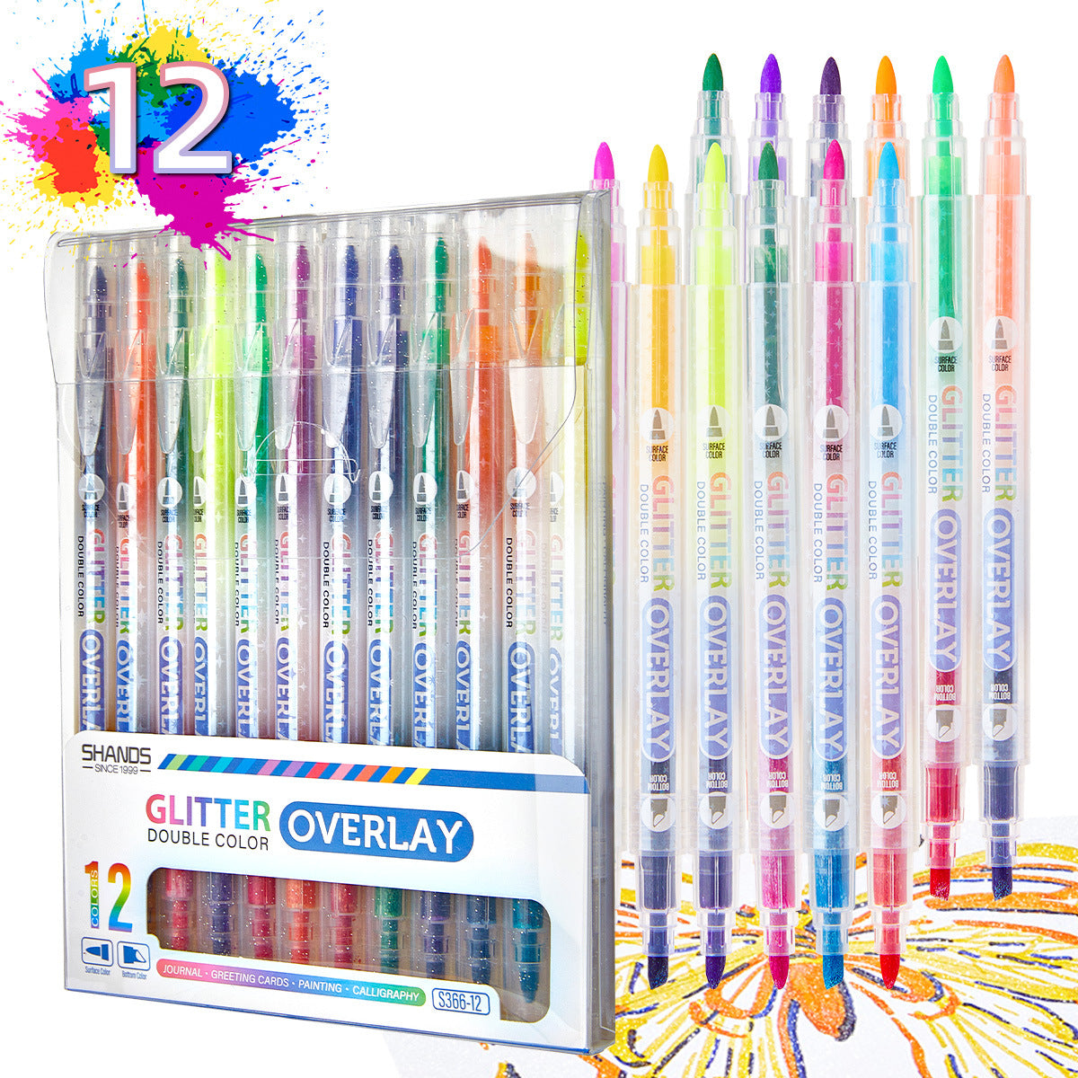 Glitter Overlay Highlighters Pens,Dual Tip Markers for Journal & Painting