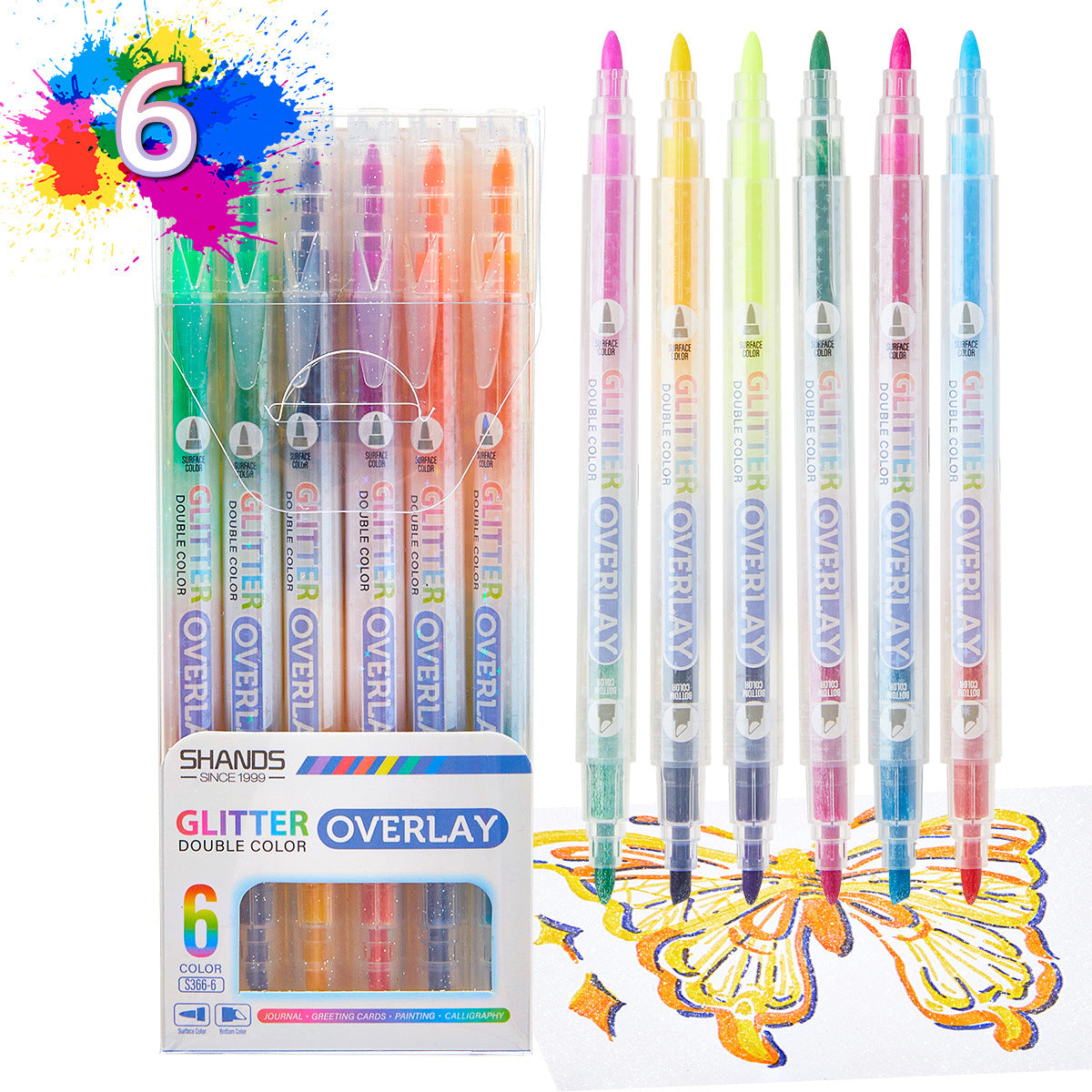 Glitter Overlay Highlighters Pens,Dual Tip Markers for Journal & Painting