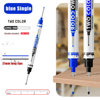 Permanent Marker Pens, 21mm Long Nib Dual Nib, Deep Hole Tile Wood Marking Pens for Construction & Carpentry Renovation