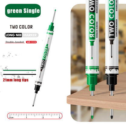 Permanent Marker Pens, 21mm Long Nib Dual Nib, Deep Hole Tile Wood Marking Pens for Construction & Carpentry Renovation