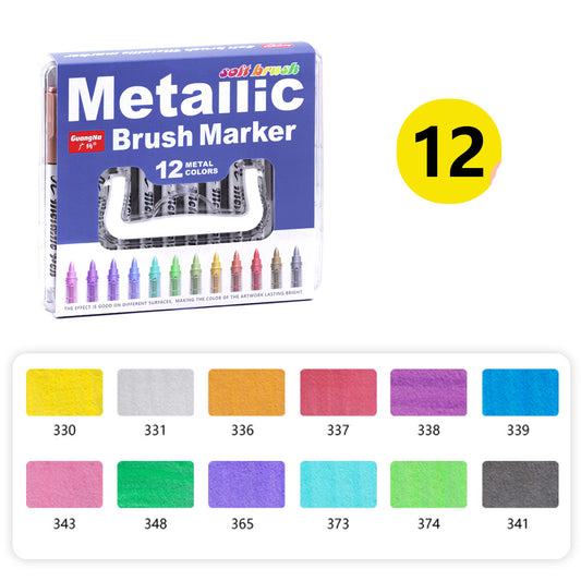 Metllic Brush Marker Pens 12/24/36/48 Colors