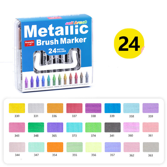Metllic Brush Marker Pens 12/24/36/48 Colors