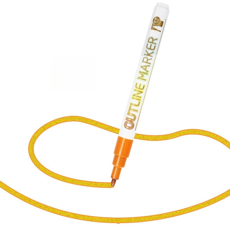 Outline Metallic Markers Pens 12 Colors Double Line (Gold Line)
