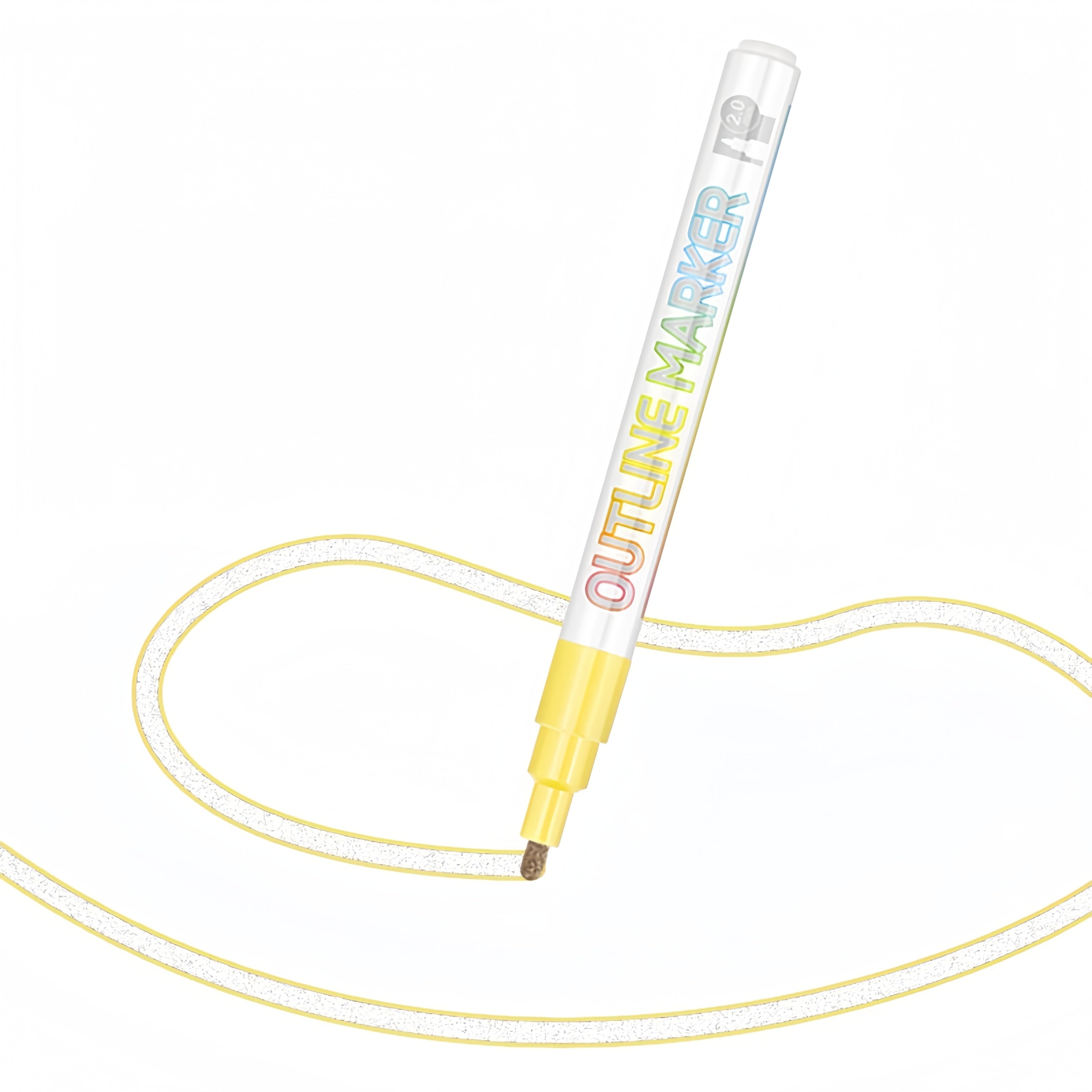 12 Colors Double Line Self-Outline Metallic Markers Pens (Silver Line)