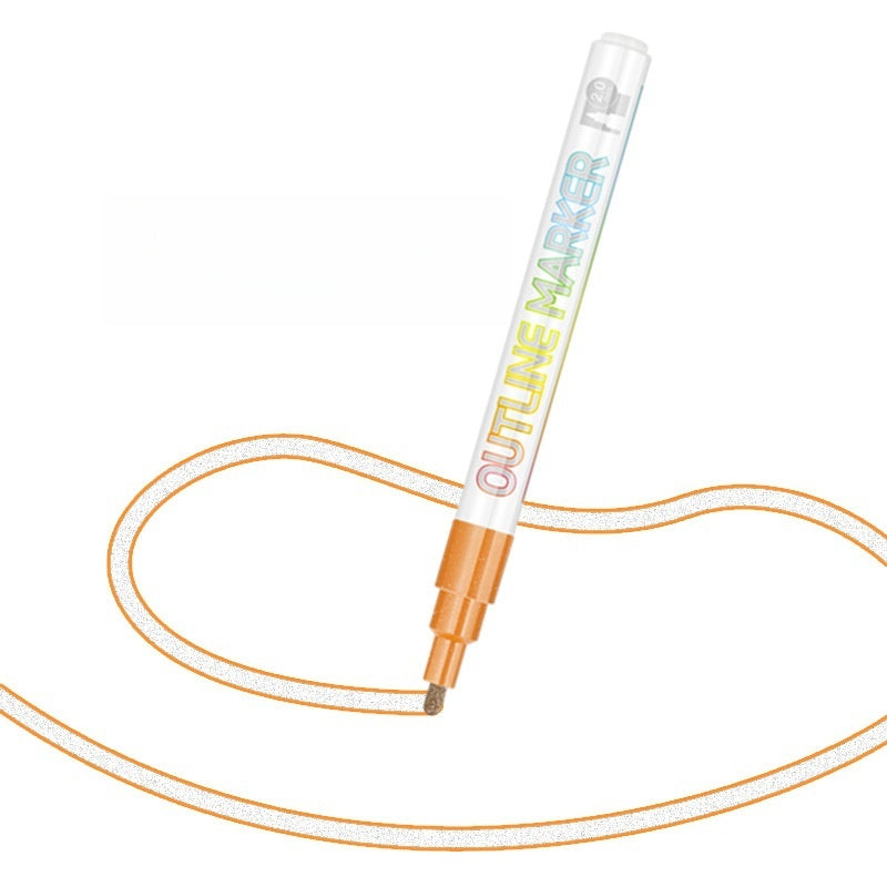 Outline Metallic Markers Pens (Silver Line) 12 Colors Double Line