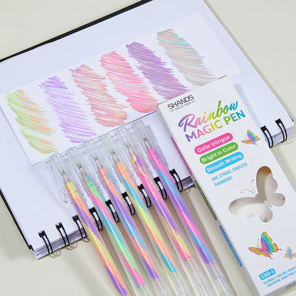 Gradient Gel Pen, Rainbow Magic Swirl Glitter Pens for Journaling & DIY Crafts