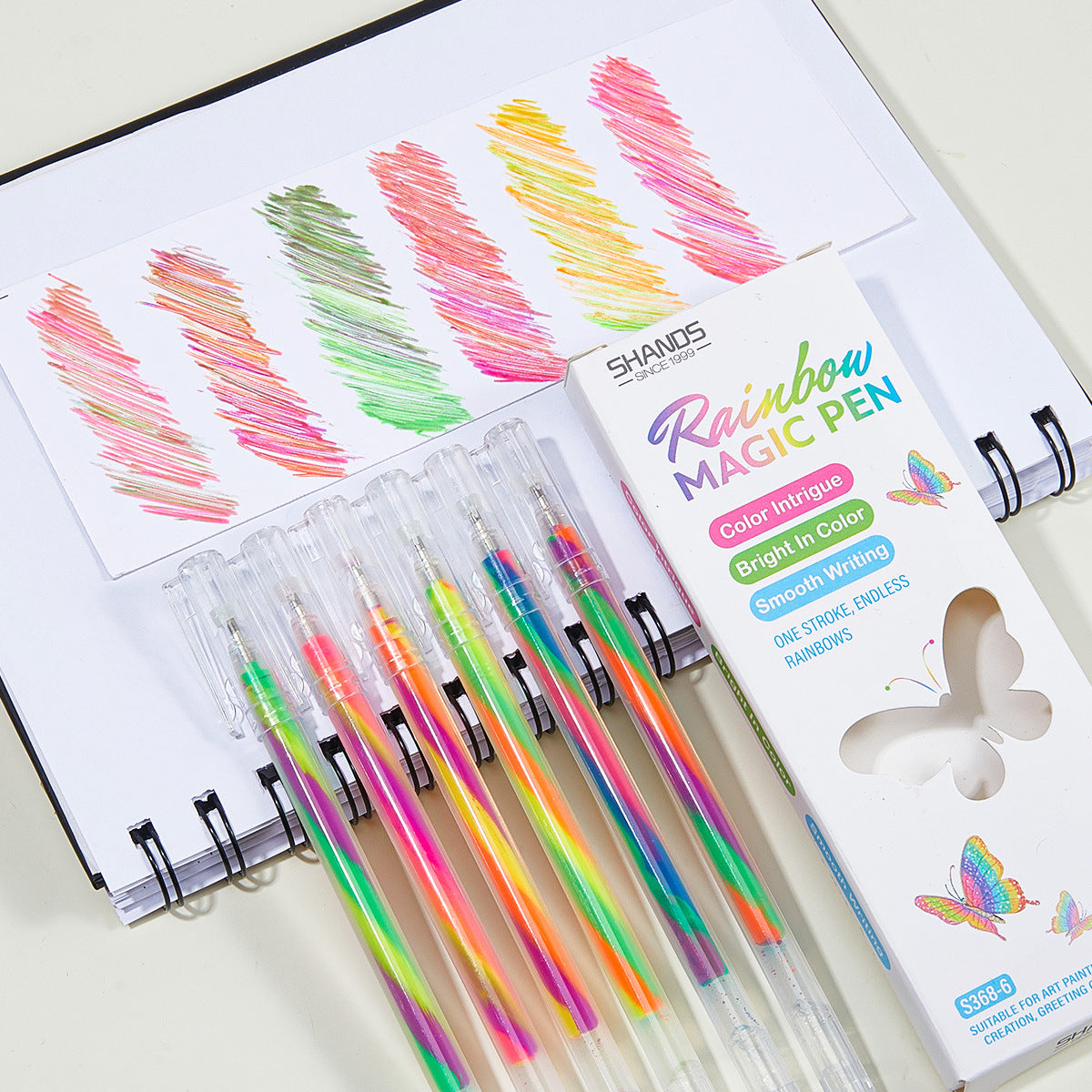 Gradient Gel Pen, Rainbow Magic Swirl Glitter Pens for Journaling & DIY Crafts