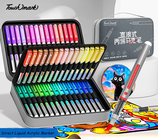 Acrylic Markers Direct Liquid Touch Mark Soft Head (36/48/60/80 colors) With Oxford Fabric Bag