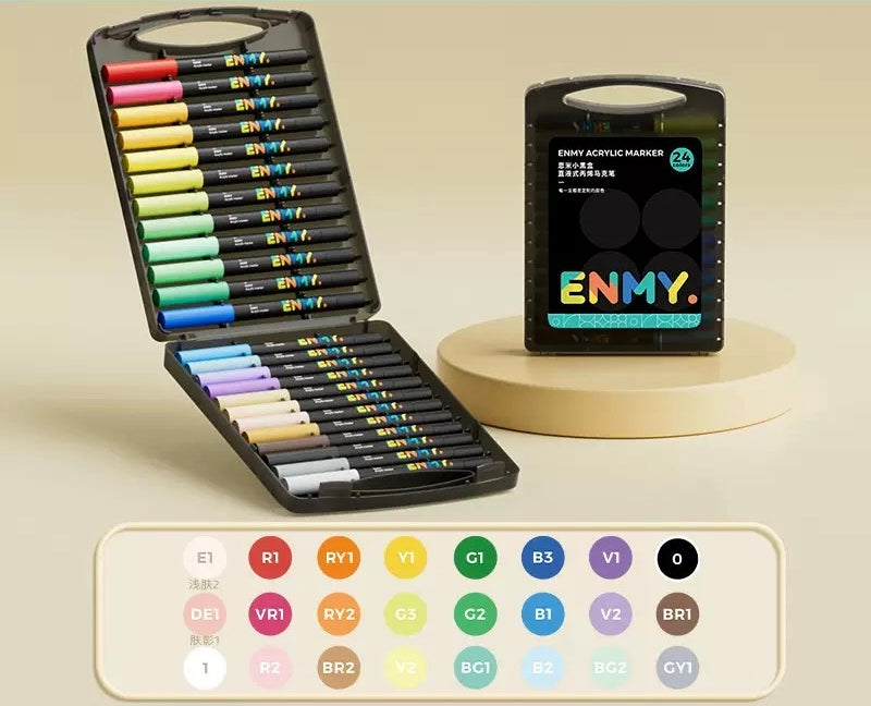 Direct Liquid Acrylic Markers Enmy Soft Head (24/36/48/60/80 colors)