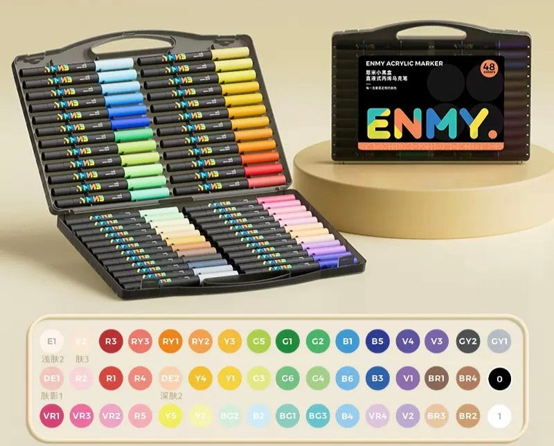 Direct Liquid Acrylic Markers Enmy Soft Head (24/36/48/60/80 colors)