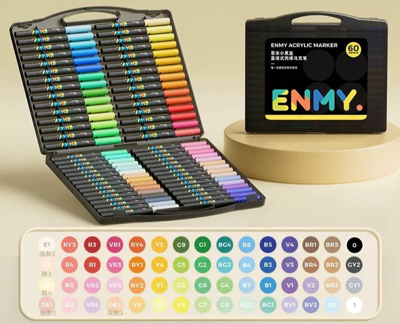 Direct Liquid Acrylic Markers Enmy Soft Head (24/36/48/60/80 colors)