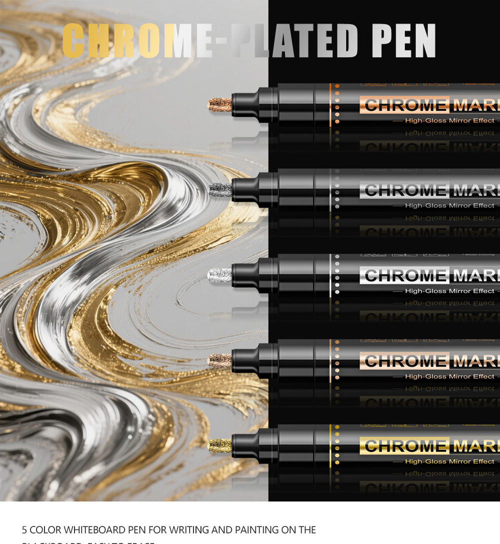 Chrome Mirror Effect Marker, 2.8mm Nib High Gloss Liquid Chromium for Model Figure Coloring & DIY Graffiti