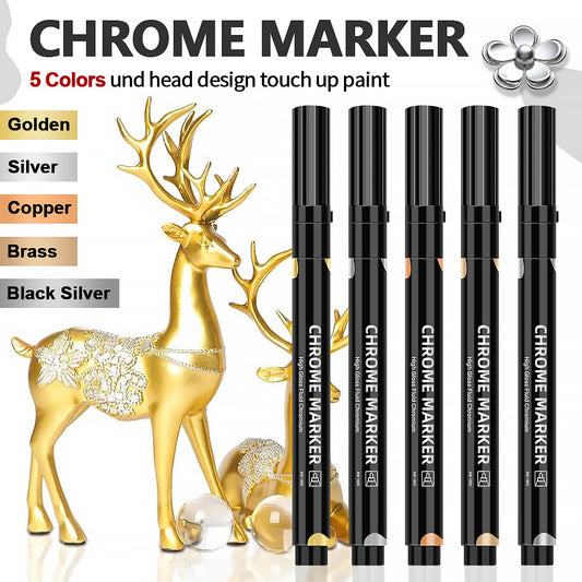 Mirror Chrome Marker, 2.0mm Nib Metallic Pen for Model Figure Coloring & DIY Graffiti