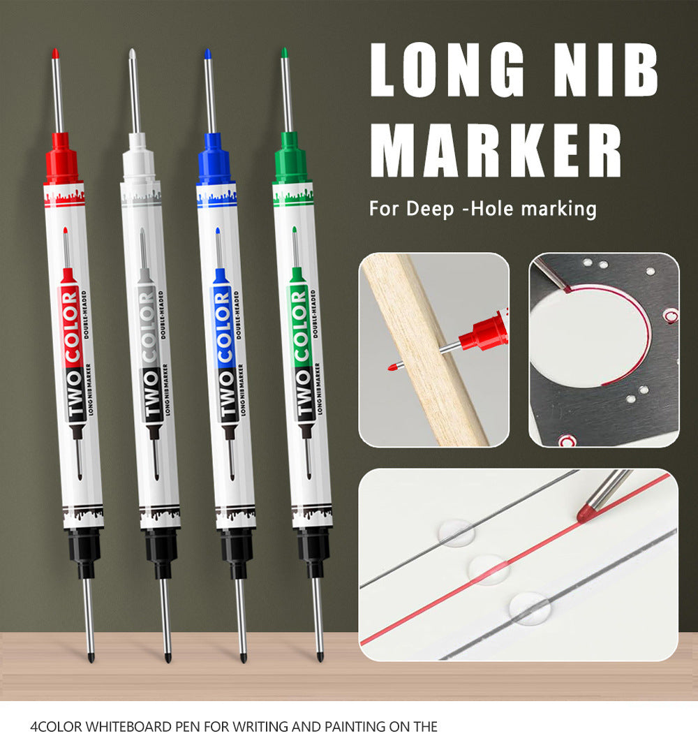 Permanent Marker Pens, 21mm Long Nib Dual Nib, Deep Hole Tile Wood Marking Pens for Construction & Carpentry Renovation