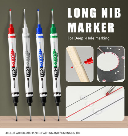 Permanent Marker Pens, 21mm Long Nib Dual Nib, Deep Hole Tile Wood Marking Pens for Construction & Carpentry Renovation