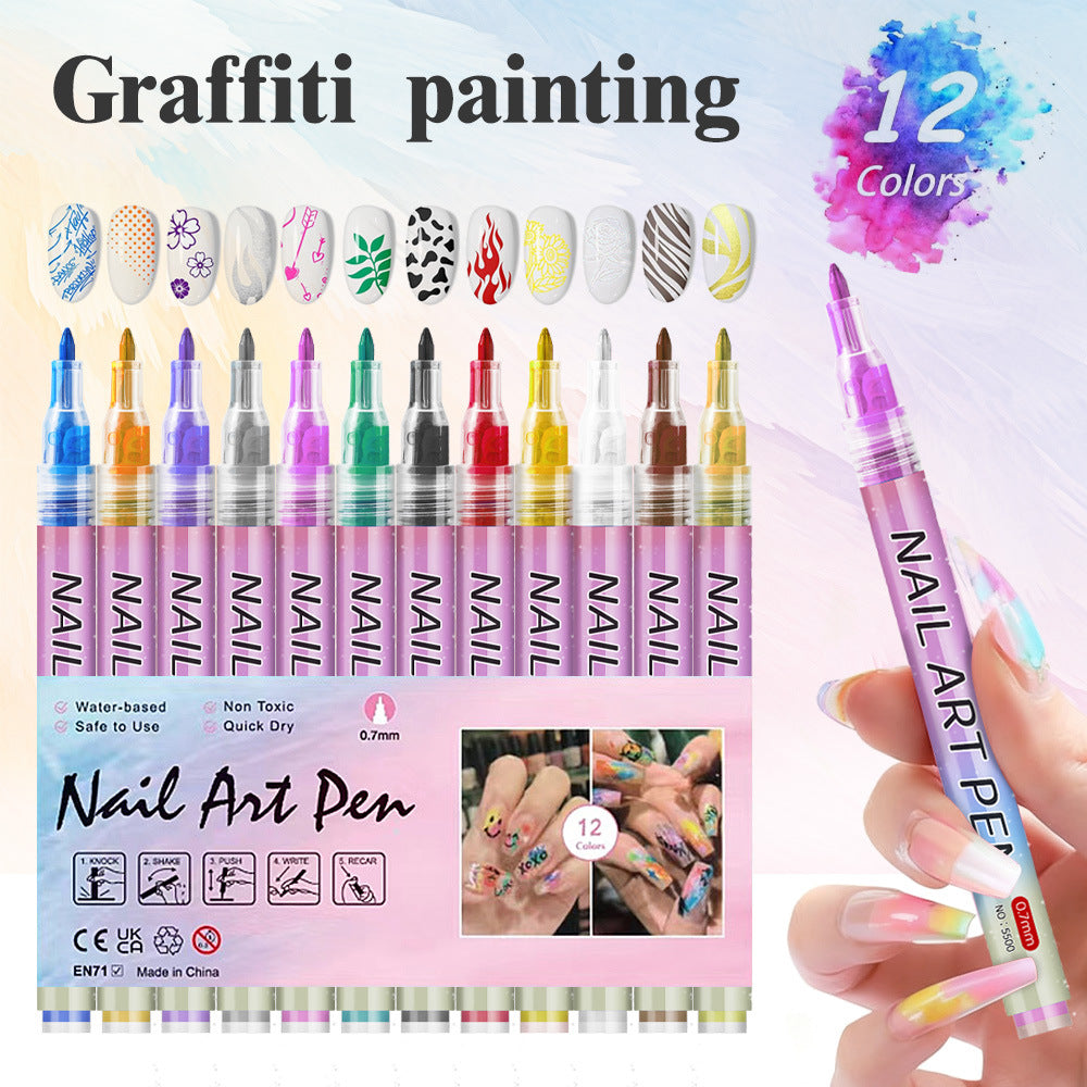 Nail Art Markers, 0.7mm Fine Tip Art Graffiti Drawing Pens