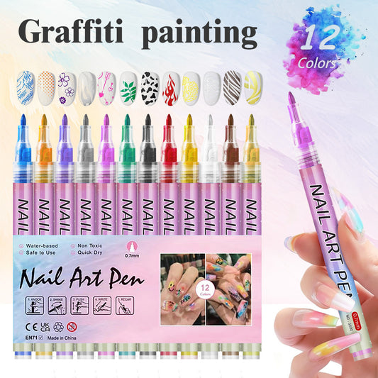 Nail Art Markers, 0.7mm Fine Tip Art Graffiti Drawing Pens