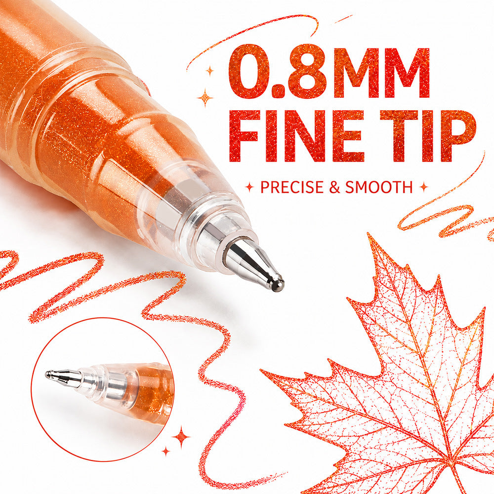 Glitter Gel Pen, 0.8mm Fine Tip, 12 Colors Per Set