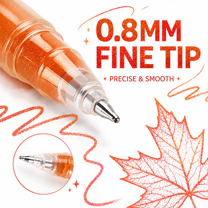 Glitter Gel Pen, 0.8mm Fine Tip, 12 Colors Per Set