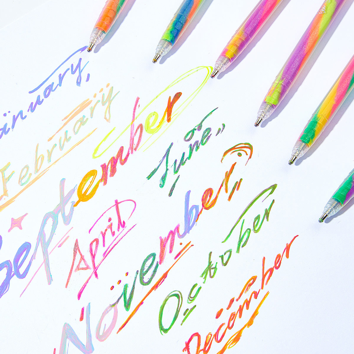 Gradient Gel Pen, Rainbow Magic Swirl Glitter Pens for Journaling & DIY Crafts