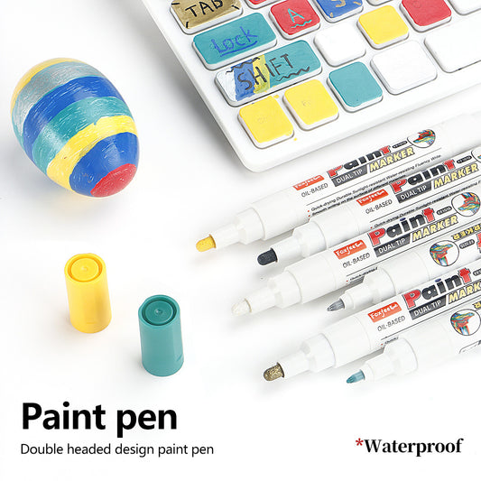 Dual Tip Paint Marker Pen, Touch Up Repair Pens for Car Tire, Furniture, Stone & Multi-Surface Marking