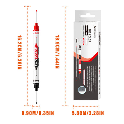 Permanent Marker Pens, 21mm Long Nib Dual Nib, Deep Hole Tile Wood Marking Pens for Construction & Carpentry Renovation